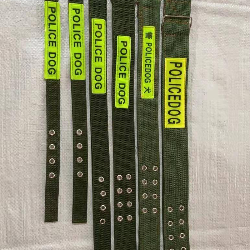 Police Dog Collar, Multi-Colored Webbing with Metal Buckle