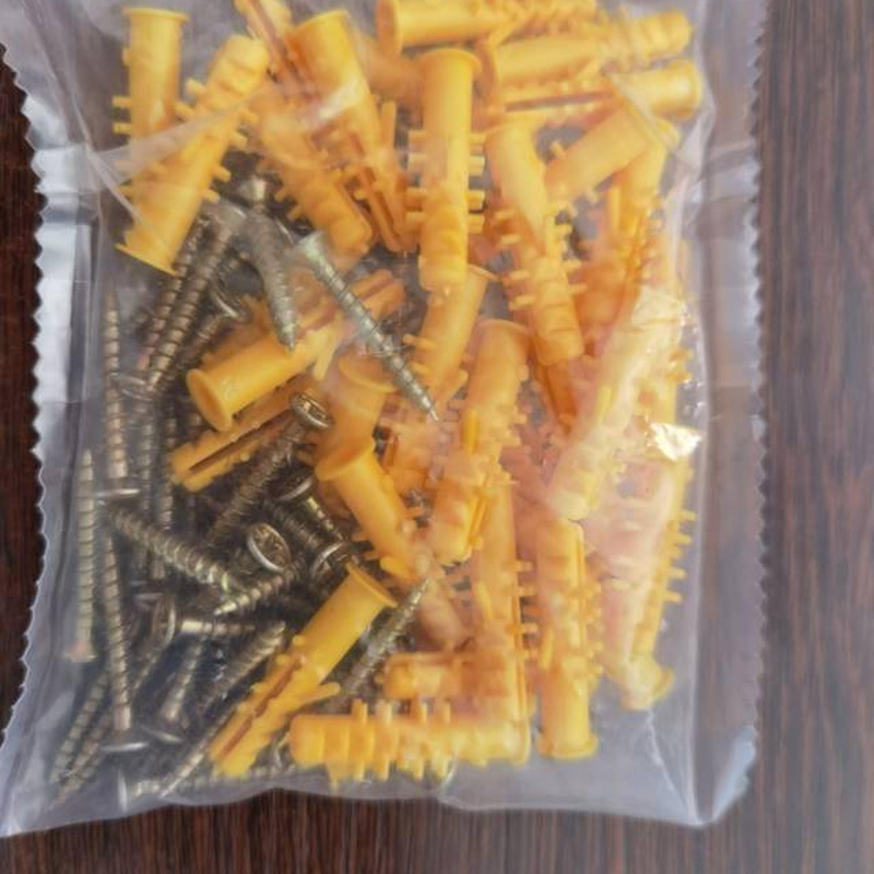 Liyang expansion tube screw set yellow PE plastic expansion plug+self tapping screw
