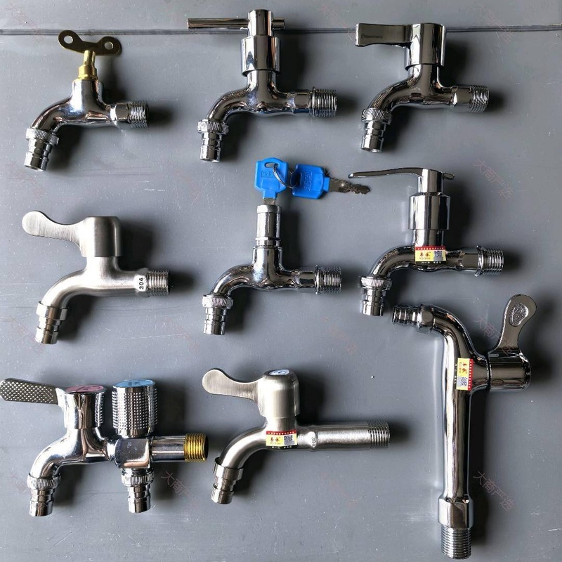 304 Stainless Steel Key-Type Spout Faucet / Lever Handle Wall-Mount Tap	