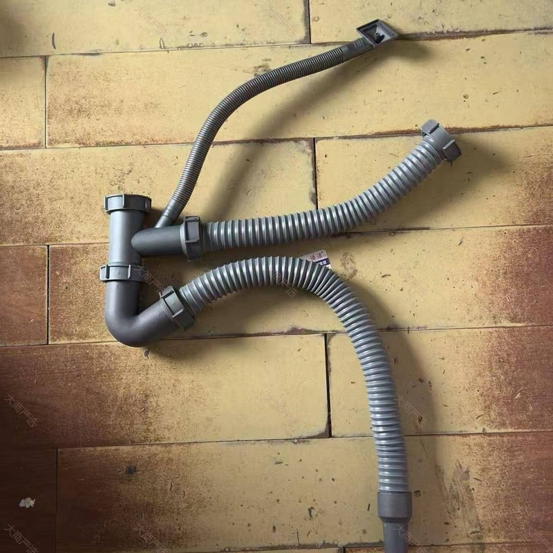 Stainless Steel Sink Drain Pipe Kit / Kitchen Basin Flexible Corrugated Hose	