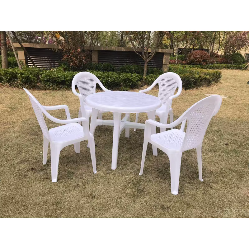 Zhengwang Plastic Industry, Outdoor Leisure Plastic Table & Chair Set, PP Rattan Imitation, Round & Square Table, Dining Set, Multiple Colors Available