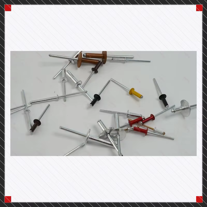 Color-coated blind rivets, red and yellow
