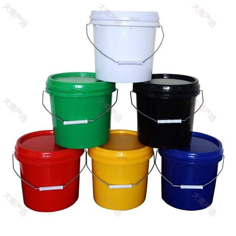 18kg 18L Multi-Color American-Style Round Plastic Paint Bucket Orange/Green/Yellow/Gray PP Chemical-Grade	