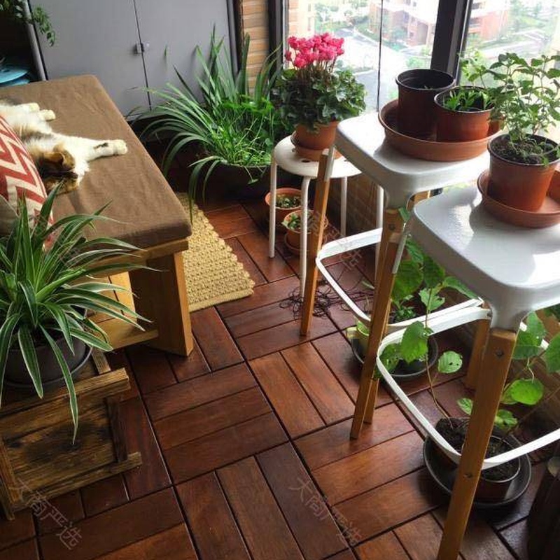 Indonesian Merbau Solid Hardwood Flooring Reddish-Brown Timber Planks Outdoor Terrace Landscape	