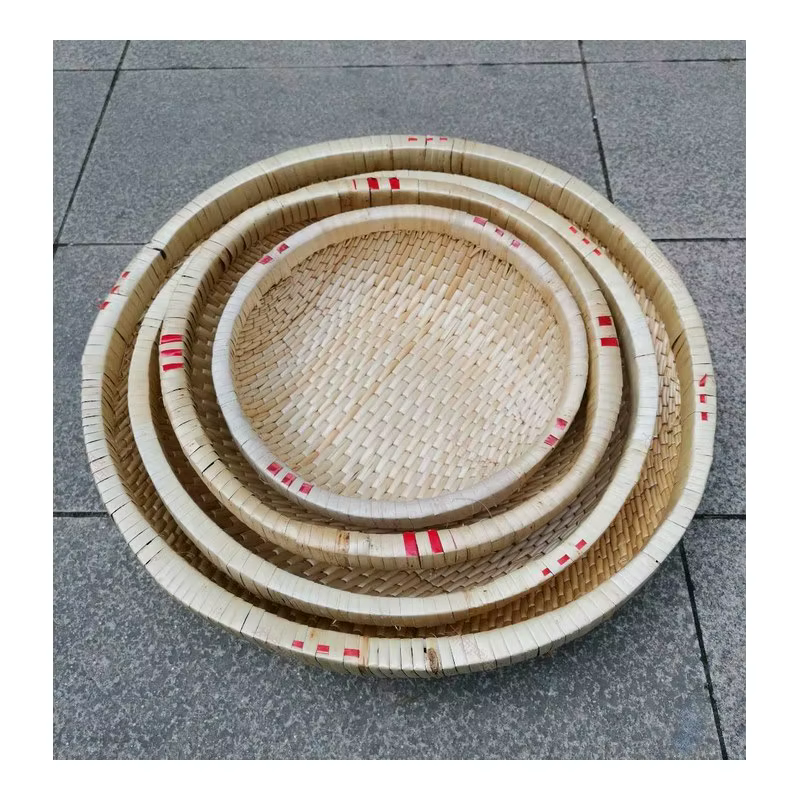 Set de Tamices y Bandejas de Secado Redondos Tejidos de Bambú